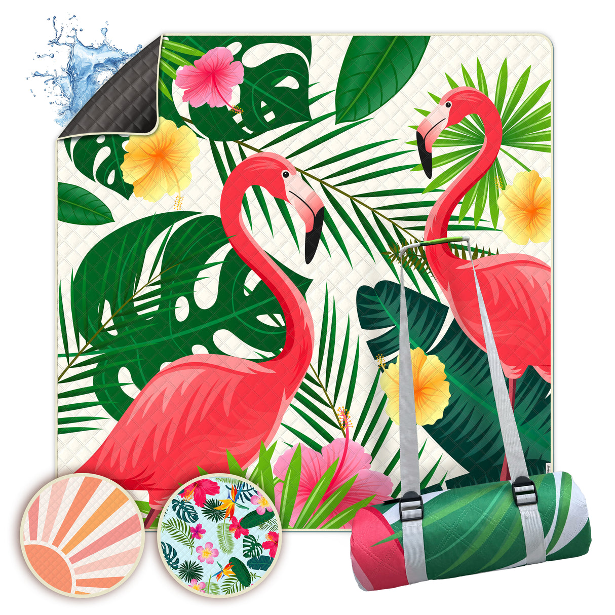 Bobby Beach Picknickdecke wasserdicht | Stranddecke sandfrei Strandmatte gepolstert & extra weich | Strandtuch XXL Camping Zubehör Picknickdecke 200x200