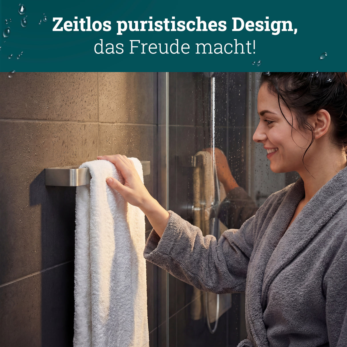 husman Handtuchhalter ohne Bohren | Edelstahl 37 cm | Handtuchstange zum Kleben für Bad & Küche | Handtuch Halterung Geschirrtuchhalter Spültuchhalter | Badezimmermöbel Badezimmer Deko