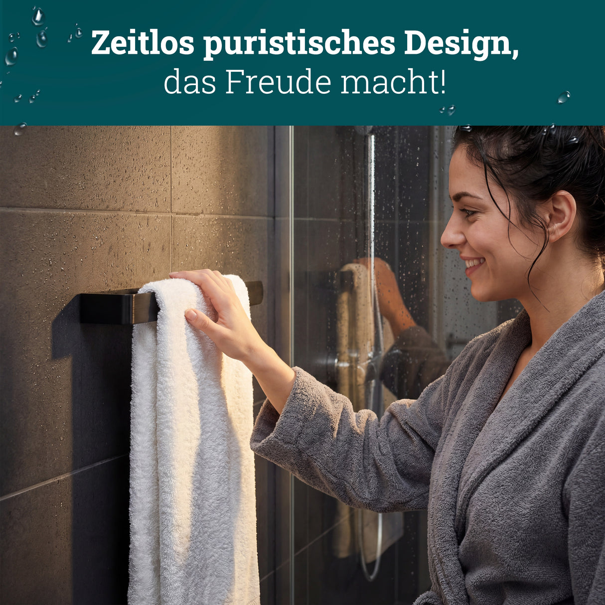 husman Handtuchhalter ohne Bohren | Edelstahl 37 cm | Handtuchstange zum Kleben für Bad & Küche | Handtuch Halterung Geschirrtuchhalter Spültuchhalter | Badezimmermöbel Badezimmer Deko