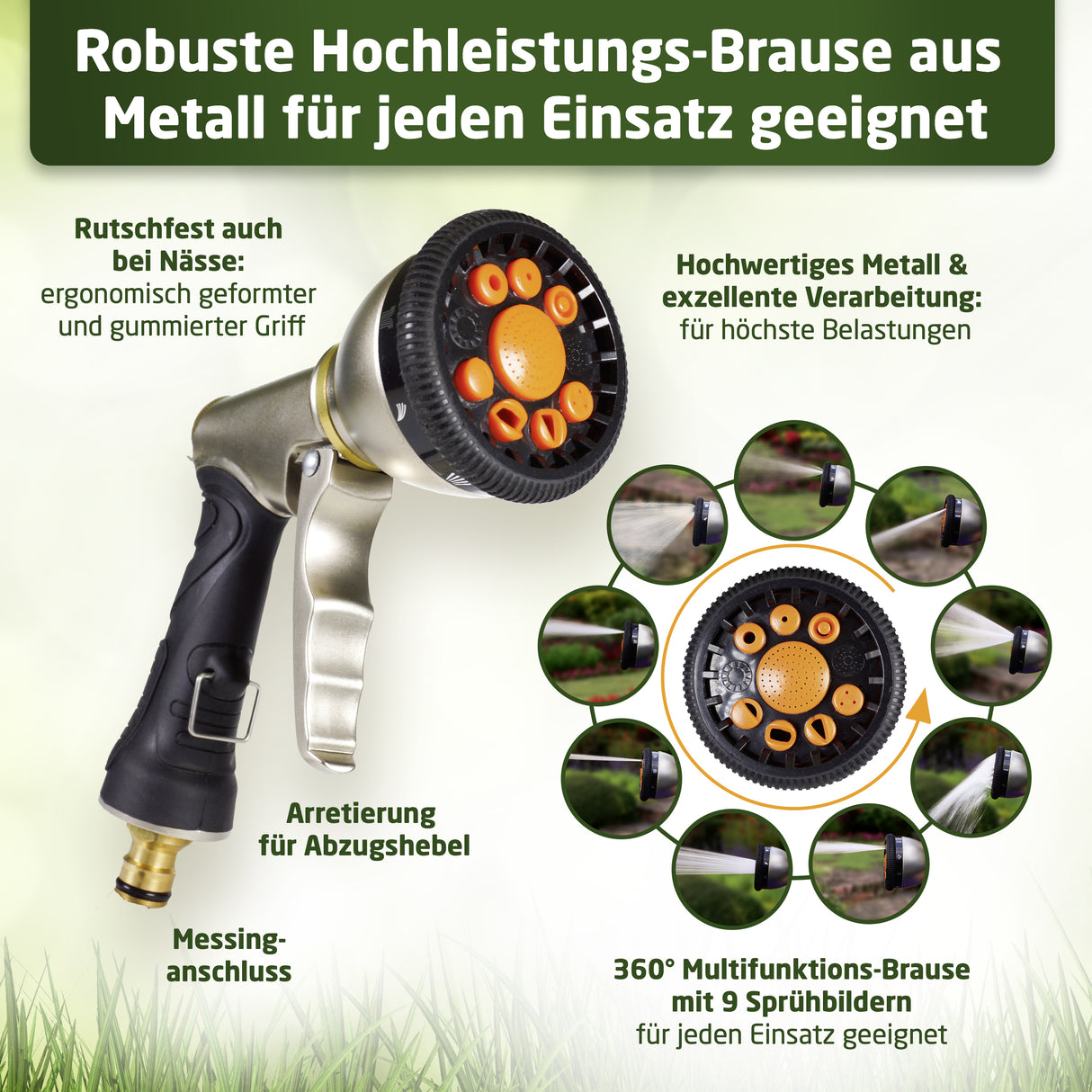 WALDNER Flexibler Profi-Gartenschlauch flexibel | Multifunktions-Brause | flex Wasserschlauch Schrumpfschlauch Garten | Wandhalterung Wasserhahn Adapter Gardena kompatibel | schwarz dehnbar 22,5m
