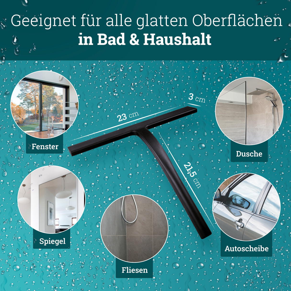husman Silikon Duschabzieher schwarz | Abzieher Dusche Badezimmer Zubehör | Fensterabzieher Fensterwischer Set mit Halterung ohne Bohren für Duschwand | Fenster Scheibenabzieher Auto Bad Accessoires