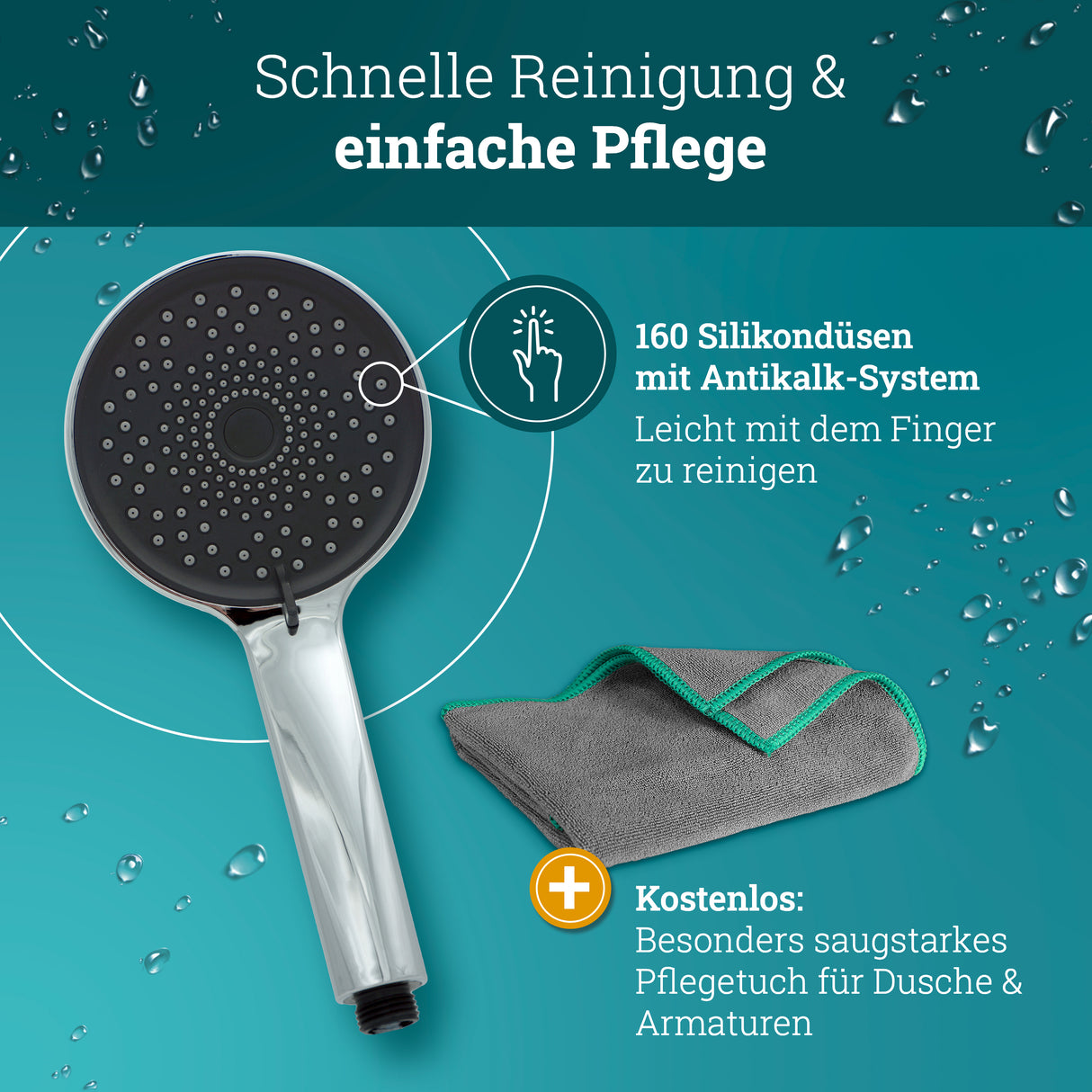 husman Wassersparender Duschkopf | Duschkopf wassersparend bis 50% | extragroß druckerhöhend Duschbrause Regenwalddusche Regenduschkopf Handbrause | Sparduschkopf Chrom