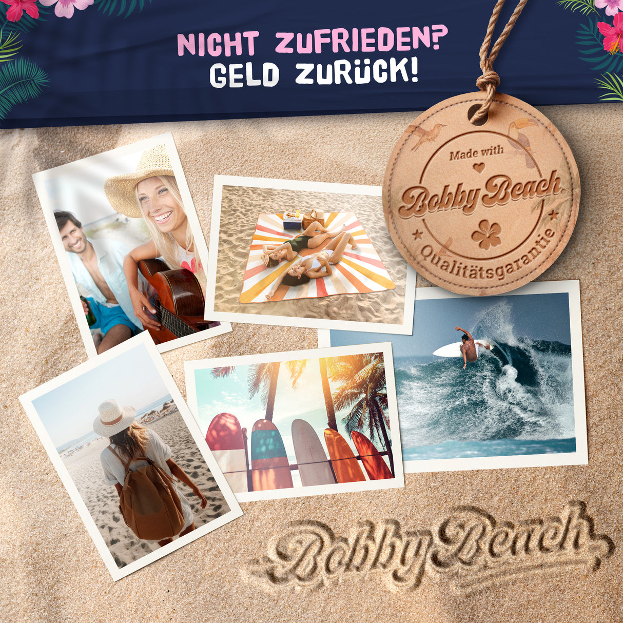 Bobby Beach Picknickdecke wasserdicht | Stranddecke sandfrei Strandmatte gepolstert & extra weich | Strandtuch XXL Camping Zubehör Picknickdecke 200x200