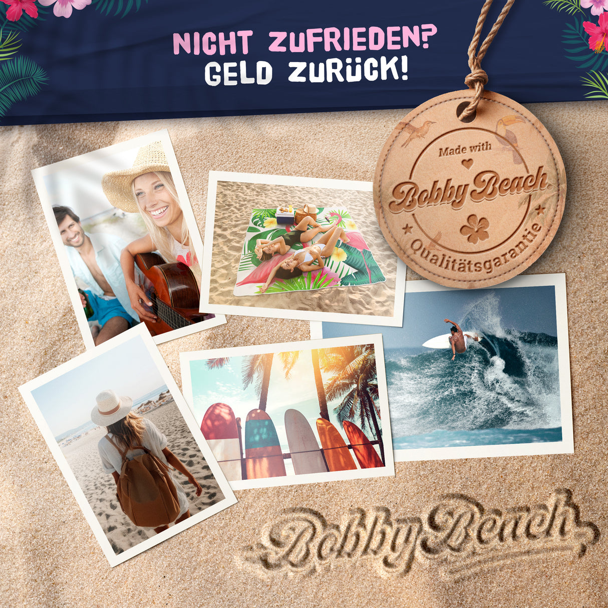 Bobby Beach Picknickdecke wasserdicht | Stranddecke sandfrei Strandmatte gepolstert & extra weich | Strandtuch XXL Camping Zubehör Picknickdecke 200x200