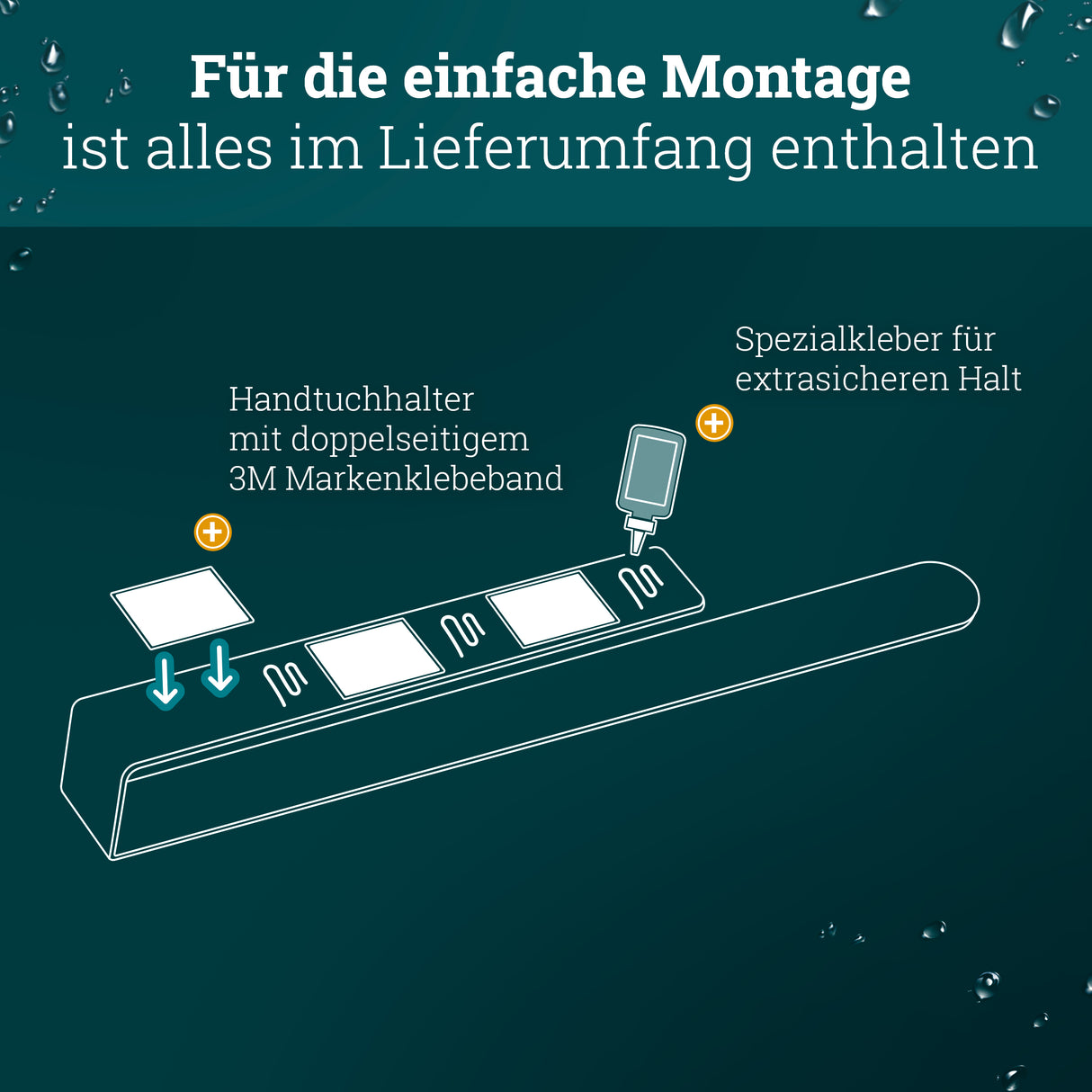 husman Handtuchhalter ohne Bohren | Edelstahl 37 cm | Handtuchstange zum Kleben für Bad & Küche | Handtuch Halterung Geschirrtuchhalter Spültuchhalter | Badezimmermöbel Badezimmer Deko