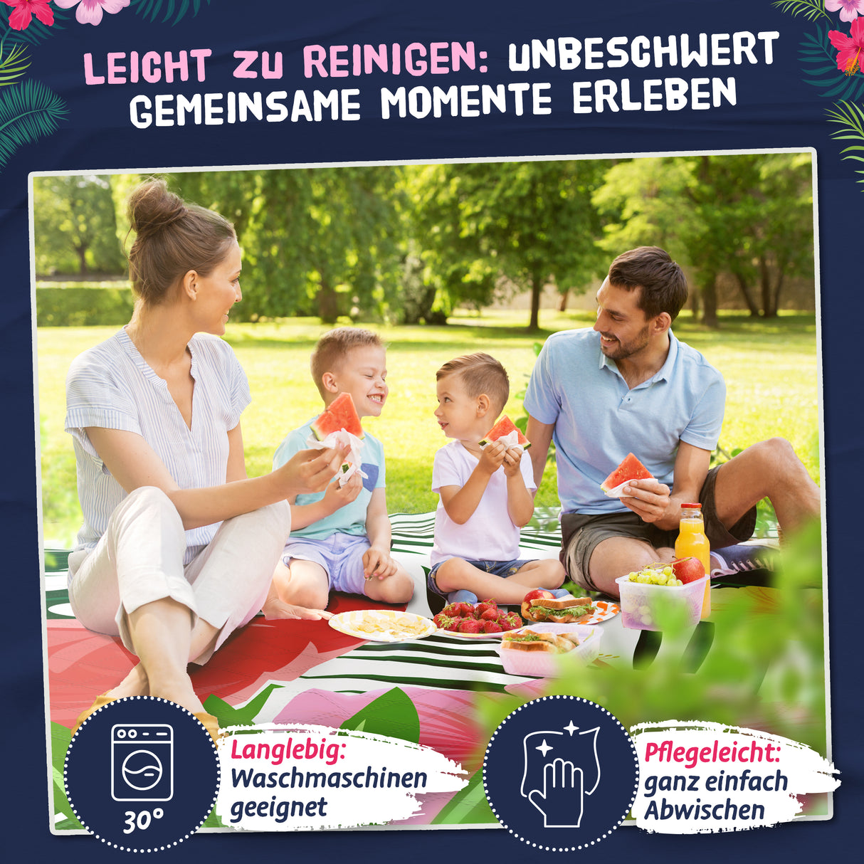 Bobby Beach Picknickdecke wasserdicht | Stranddecke sandfrei Strandmatte gepolstert & extra weich | Strandtuch XXL Camping Zubehör Picknickdecke 200x200