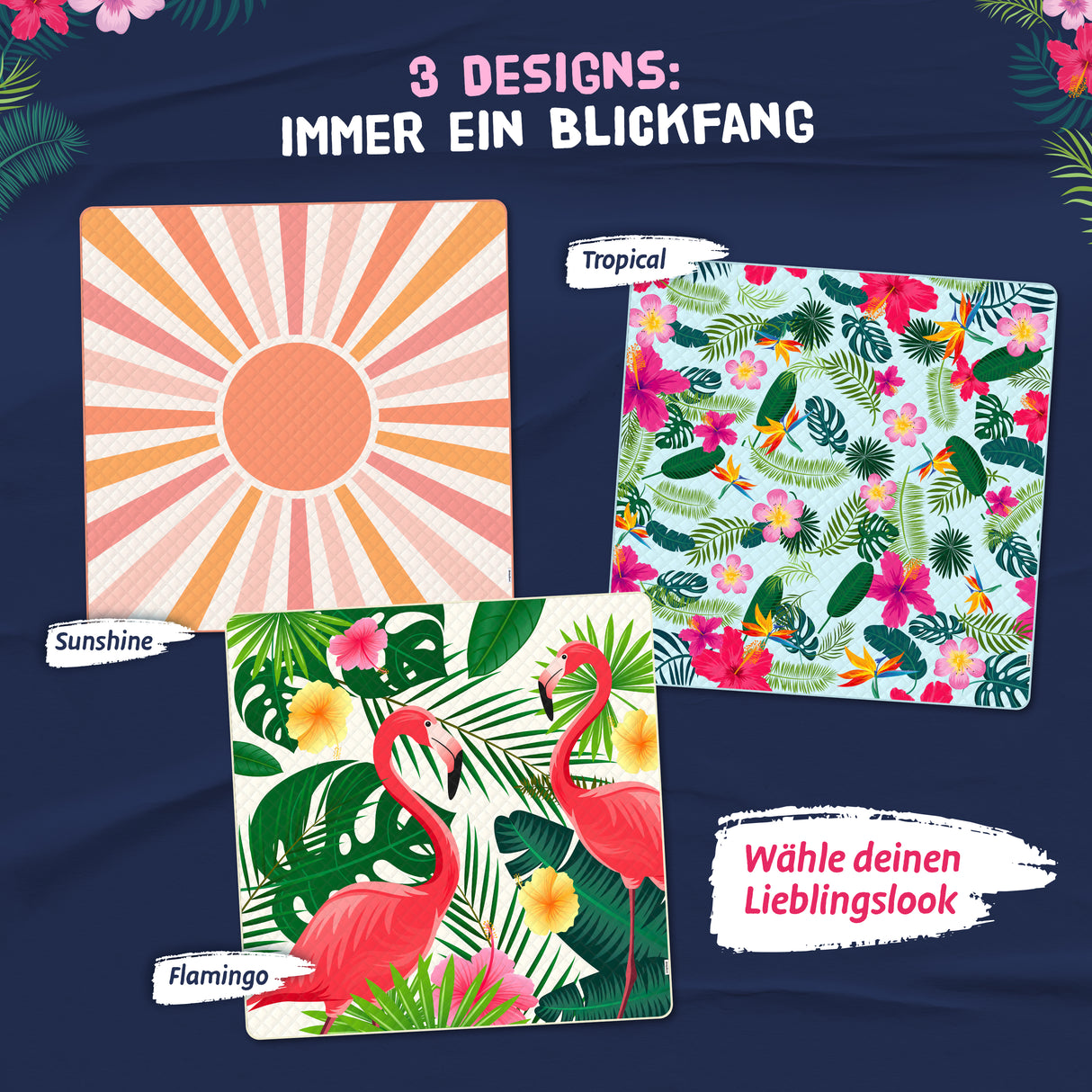 Bobby Beach Picknickdecke wasserdicht | Stranddecke sandfrei Strandmatte gepolstert & extra weich | Strandtuch XXL Camping Zubehör Picknickdecke 200x200