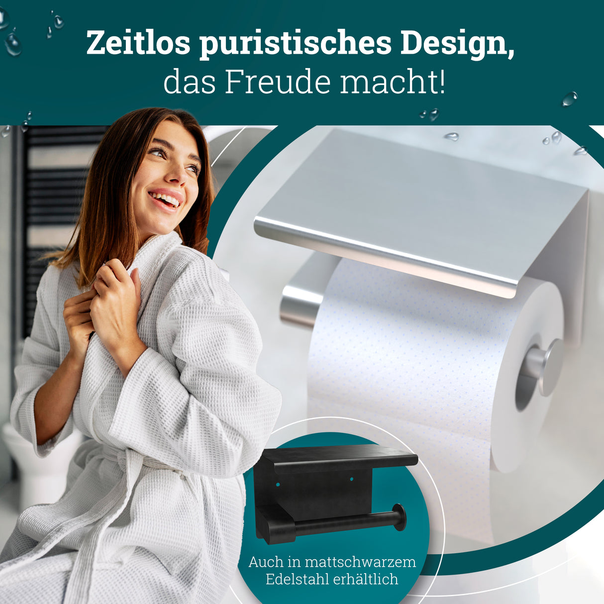 husman Toilettenpapierhalter ohne Bohren | hochwertiger Klorollenhalter aus gebürstetem Edelstahl mit Ablage | Toilettenpapierhalter Klopapierhalter ohne Bohren WC Papier Halterung