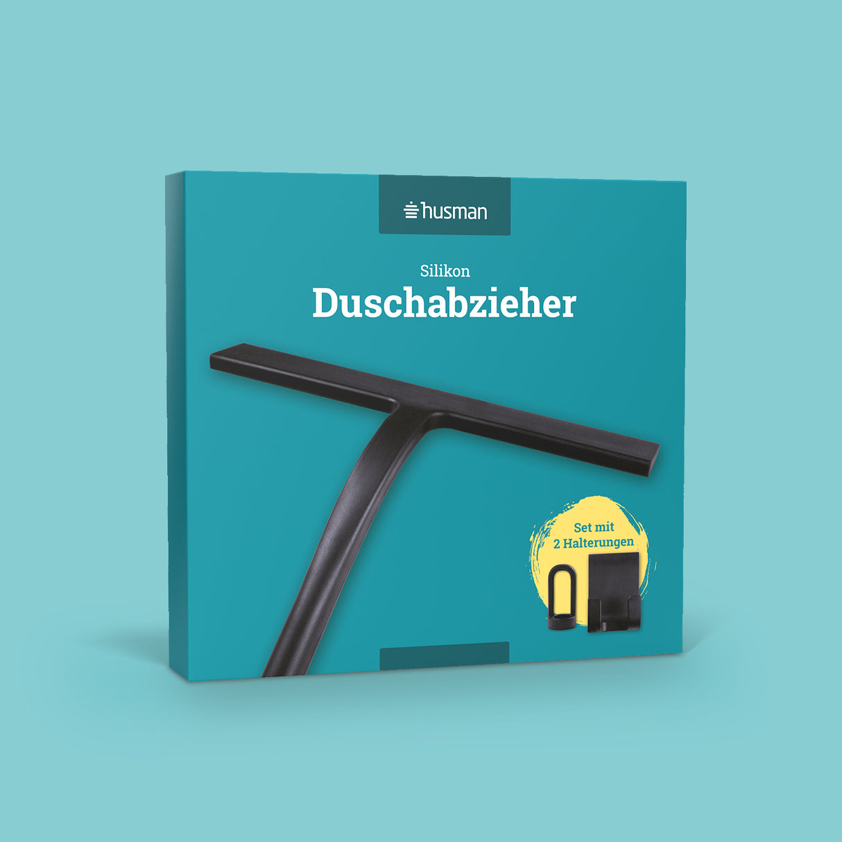 husman Silikon Duschabzieher schwarz | Abzieher Dusche Badezimmer Zubehör | Fensterabzieher Fensterwischer Set mit Halterung ohne Bohren für Duschwand | Fenster Scheibenabzieher Auto Bad Accessoires