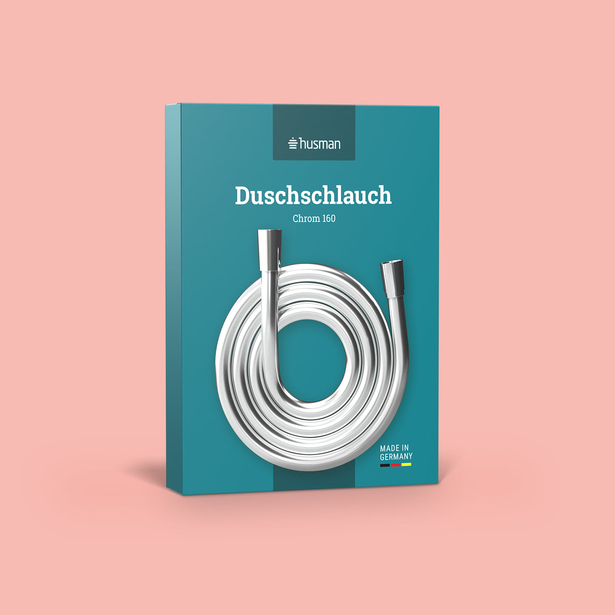 husman Duschschlauch Chrom 1,60 m | Made in Germany | Verdrehschutz | Kunststoff Brauseschlauch mit Chromoberfläche Metalloptik | elastisch flexibel kompatibel mit hansgrohe Duschkopf