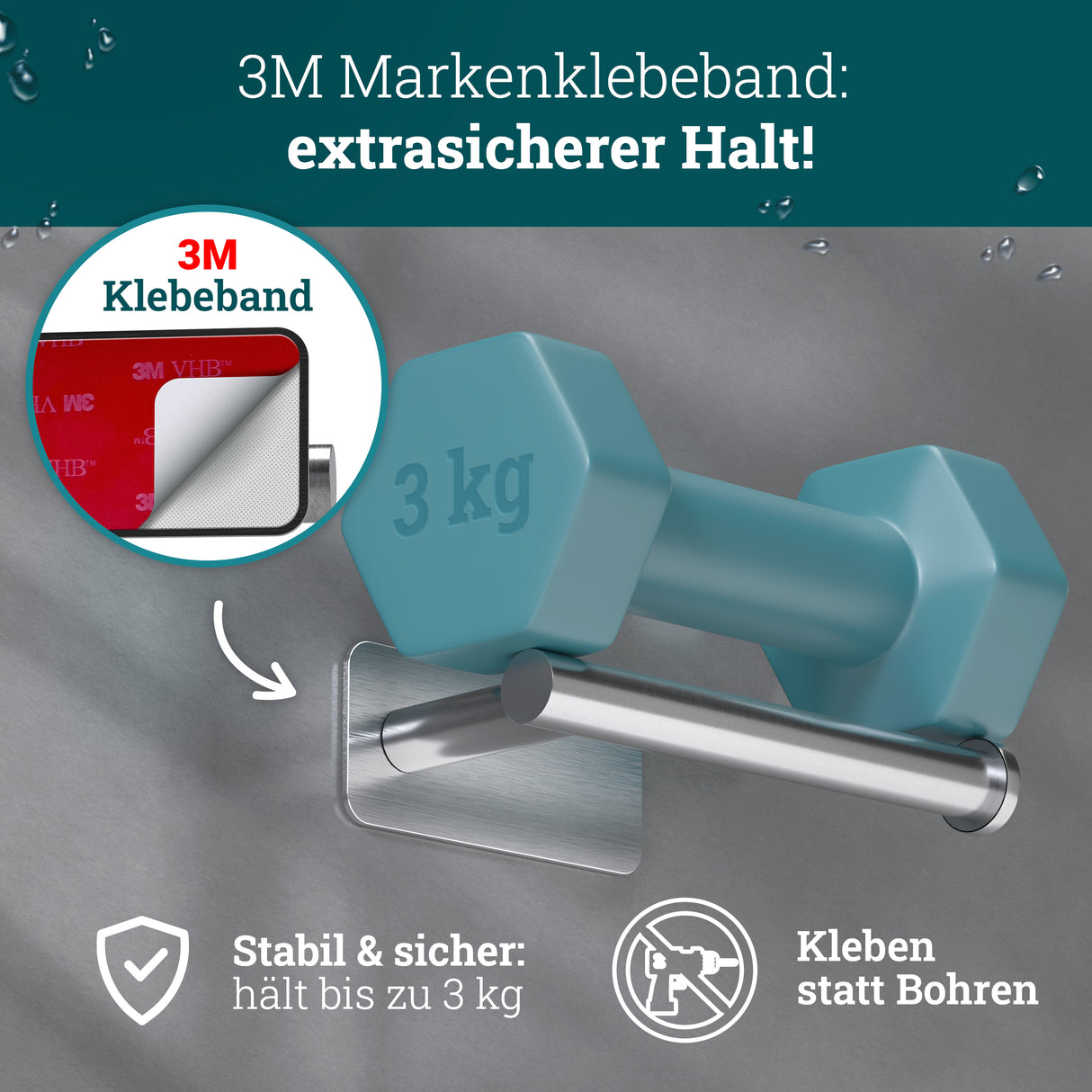 husman® Toilettenpapierhalter ohne Bohren rund | Klorollenhalter aus hochwertigem Edelstahl | Toilettenpapierhalter Klopapierhalter ohne Bohren WC Papier Halterung