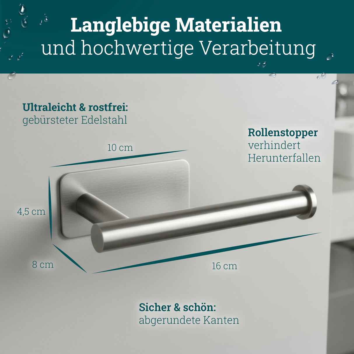 husman® Toilettenpapierhalter ohne Bohren rund | Klorollenhalter aus hochwertigem Edelstahl | Toilettenpapierhalter Klopapierhalter ohne Bohren WC Papier Halterung