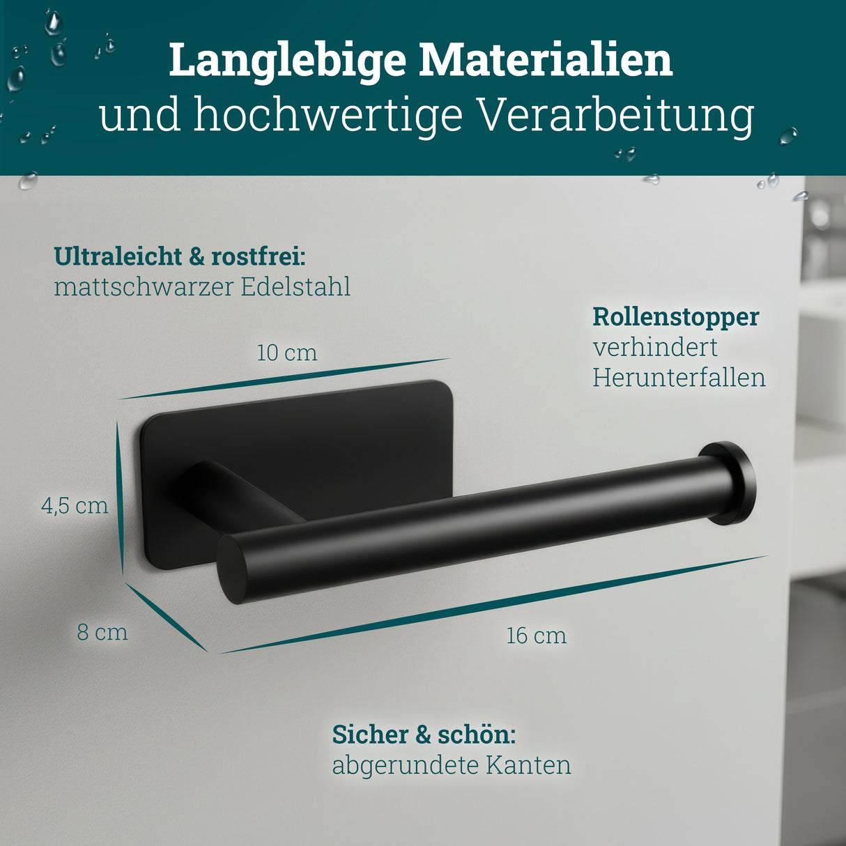 husman® Toilettenpapierhalter ohne Bohren rund | Klorollenhalter aus hochwertigem Edelstahl | Toilettenpapierhalter Klopapierhalter ohne Bohren WC Papier Halterung