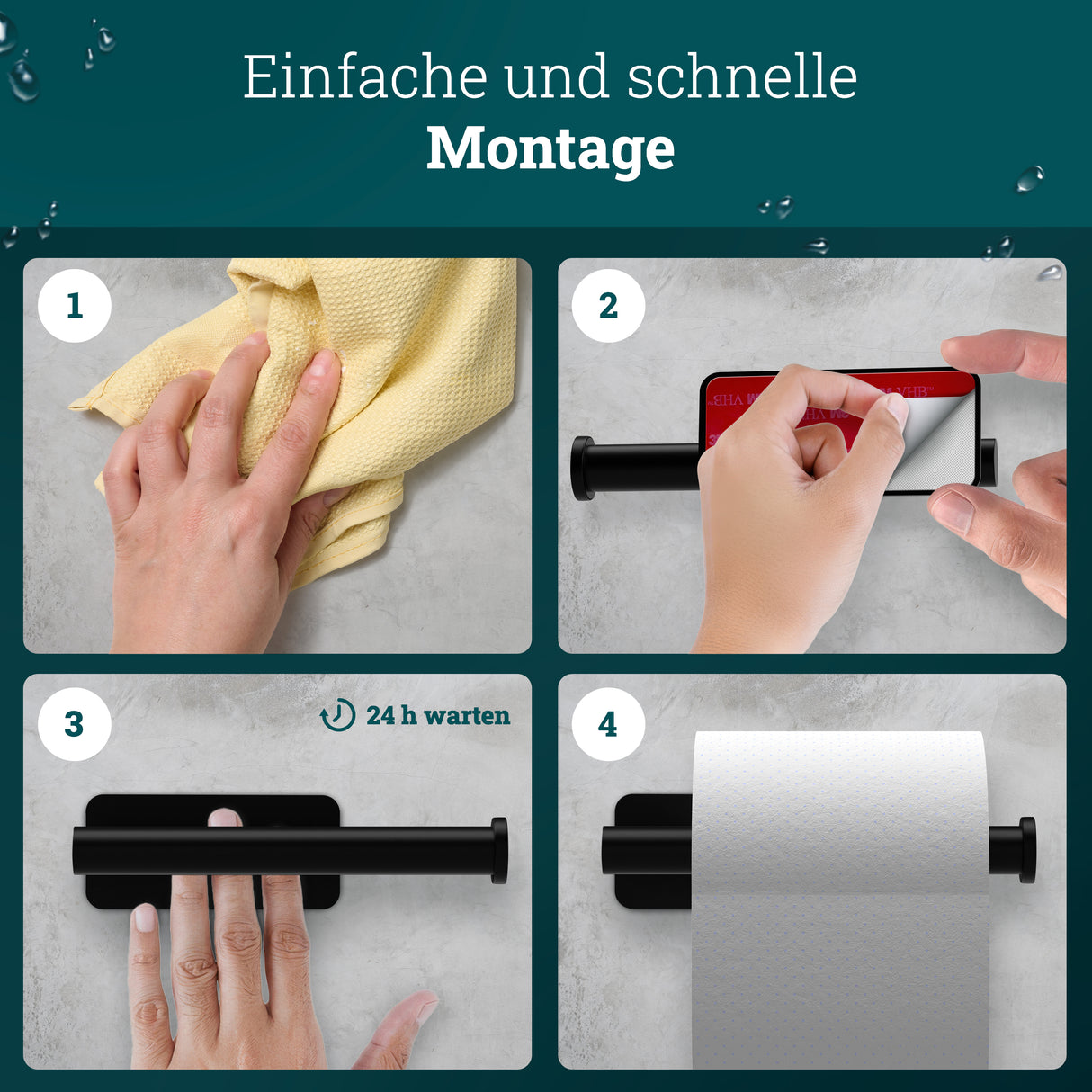 husman® Toilettenpapierhalter ohne Bohren rund | Klorollenhalter aus hochwertigem Edelstahl | Toilettenpapierhalter Klopapierhalter ohne Bohren WC Papier Halterung