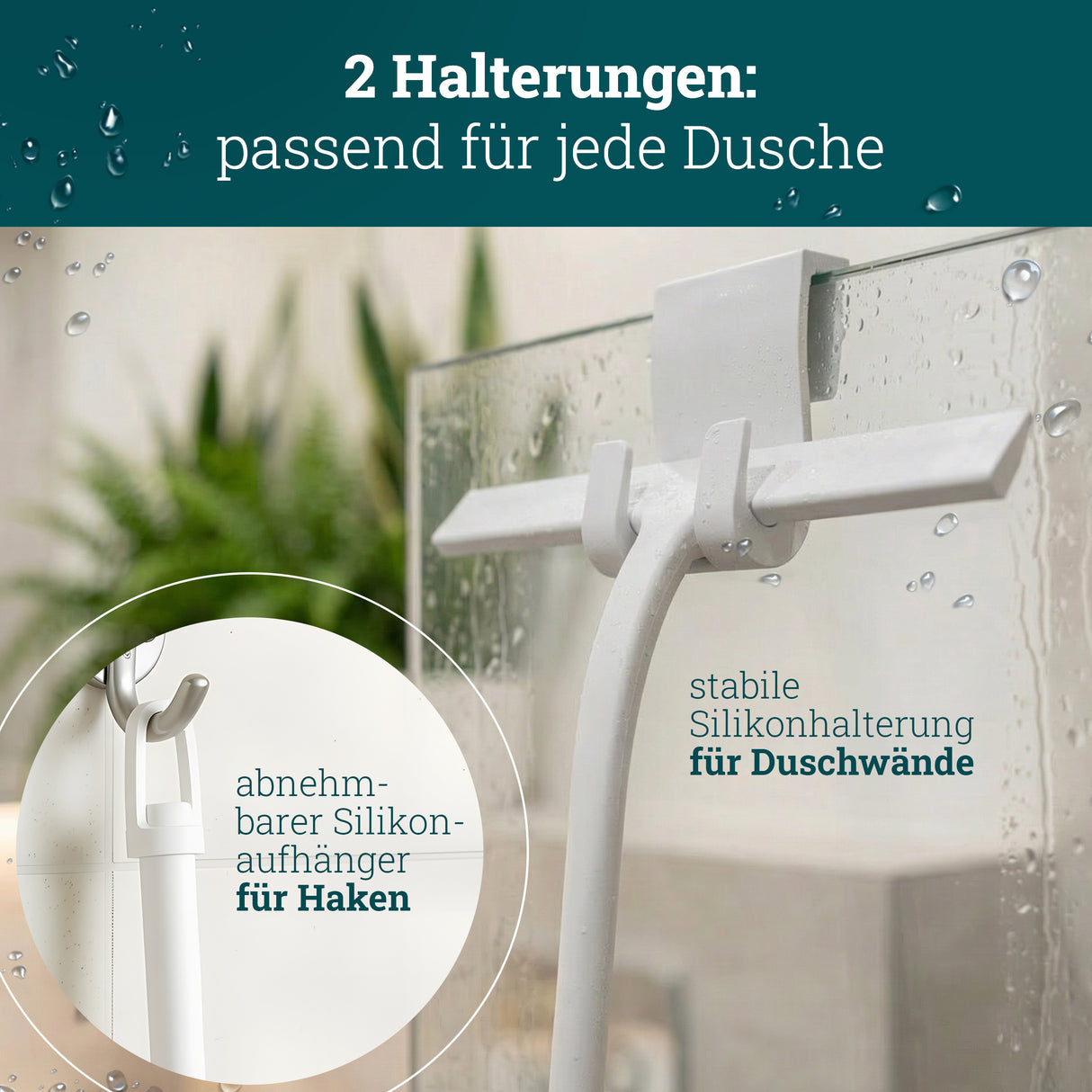husman Silikon Duschabzieher schwarz | Abzieher Dusche Badezimmer Zubehör | Fensterabzieher Fensterwischer Set mit Halterung ohne Bohren für Duschwand | Fenster Scheibenabzieher Auto Bad Accessoires