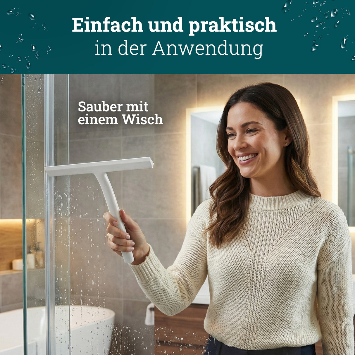 husman Silikon Duschabzieher schwarz | Abzieher Dusche Badezimmer Zubehör | Fensterabzieher Fensterwischer Set mit Halterung ohne Bohren für Duschwand | Fenster Scheibenabzieher Auto Bad Accessoires