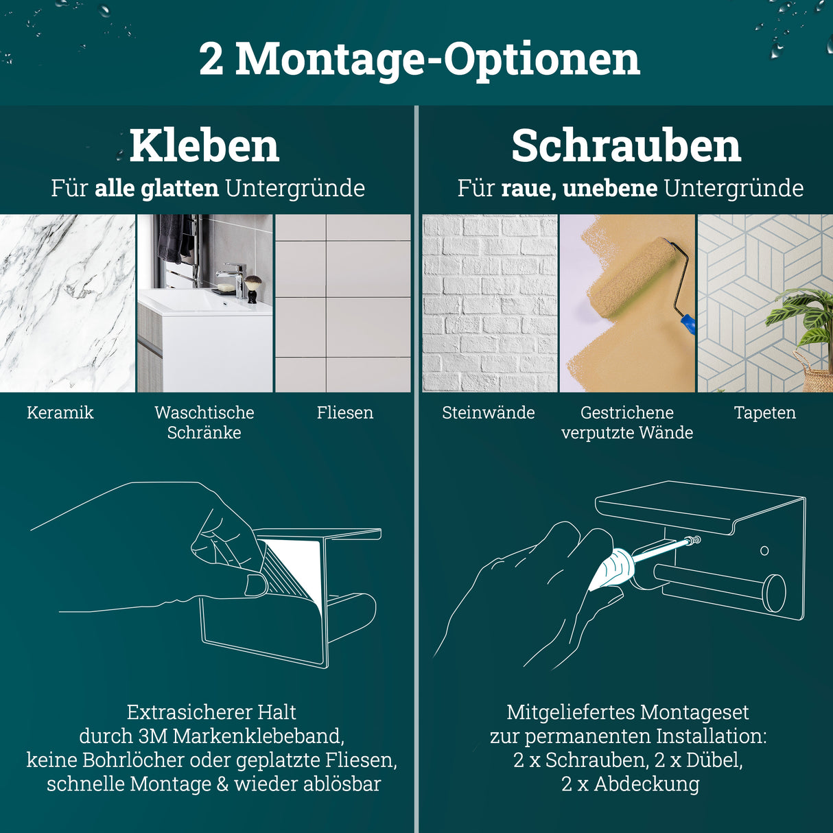 husman Toilettenpapierhalter ohne Bohren | hochwertiger Klorollenhalter aus gebürstetem Edelstahl mit Ablage | Toilettenpapierhalter Klopapierhalter ohne Bohren WC Papier Halterung