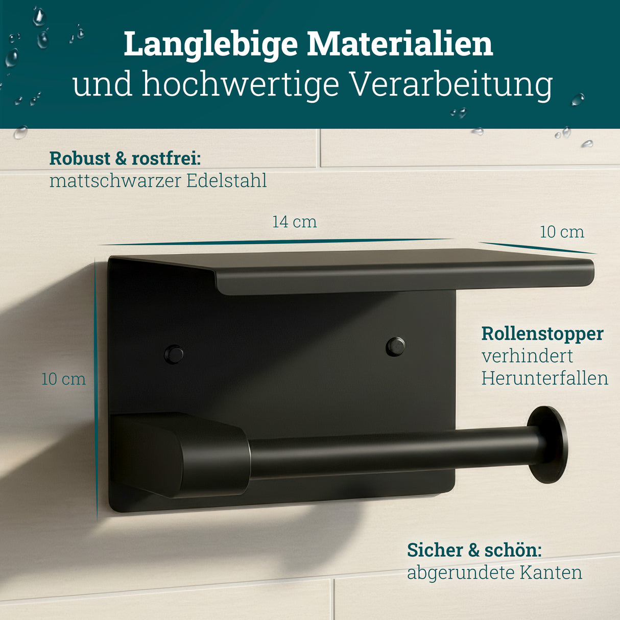 husman Toilettenpapierhalter ohne Bohren | hochwertiger Klorollenhalter aus gebürstetem Edelstahl mit Ablage | Toilettenpapierhalter Klopapierhalter ohne Bohren WC Papier Halterung