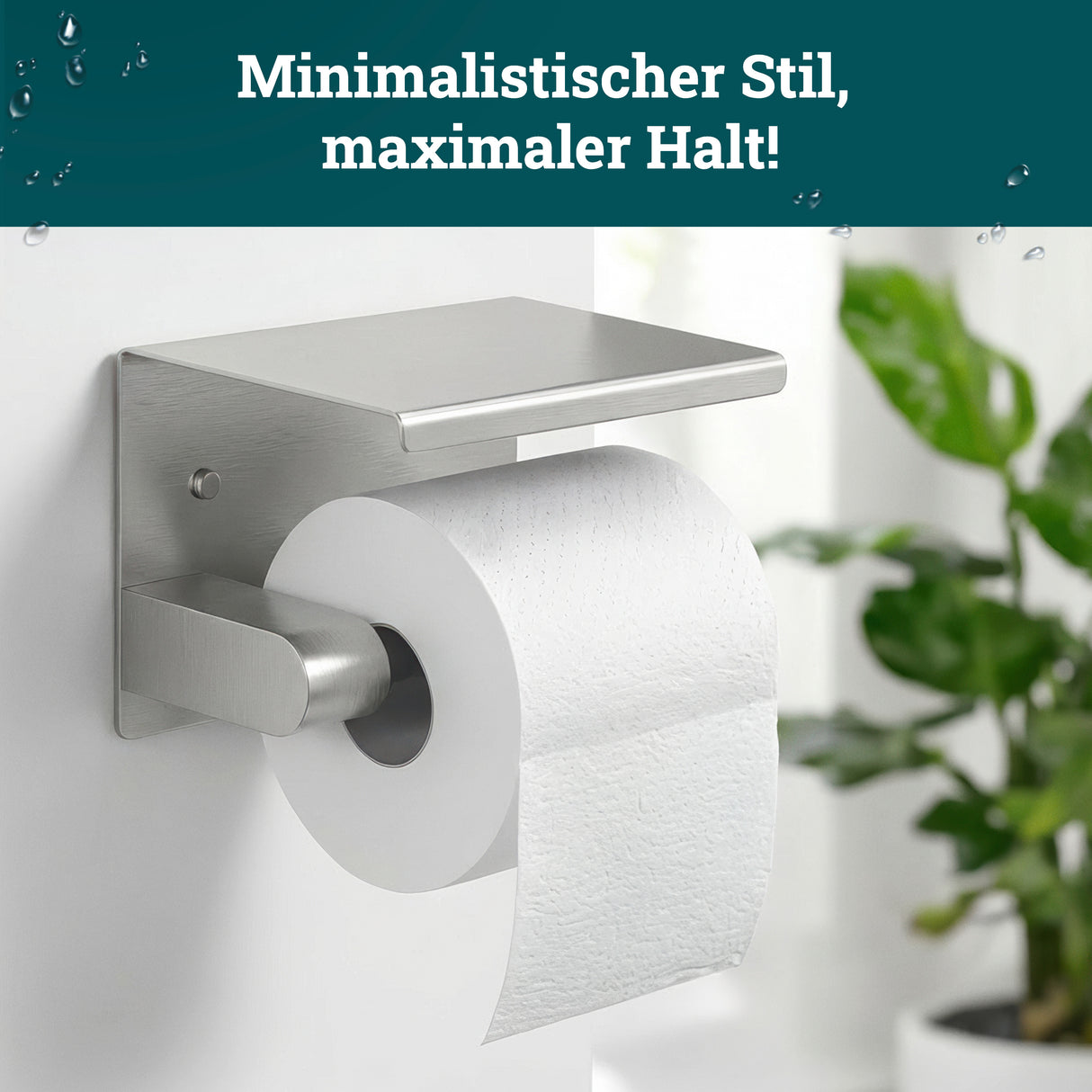 husman Toilettenpapierhalter ohne Bohren | hochwertiger Klorollenhalter aus gebürstetem Edelstahl mit Ablage | Toilettenpapierhalter Klopapierhalter ohne Bohren WC Papier Halterung