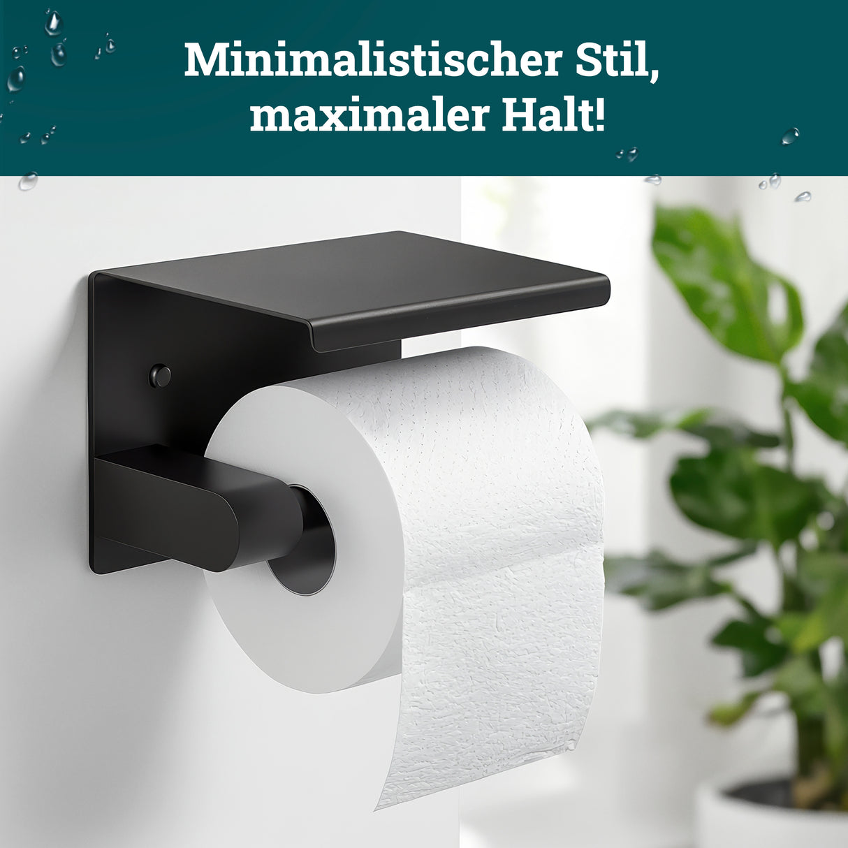 husman Toilettenpapierhalter ohne Bohren | hochwertiger Klorollenhalter aus gebürstetem Edelstahl mit Ablage | Toilettenpapierhalter Klopapierhalter ohne Bohren WC Papier Halterung