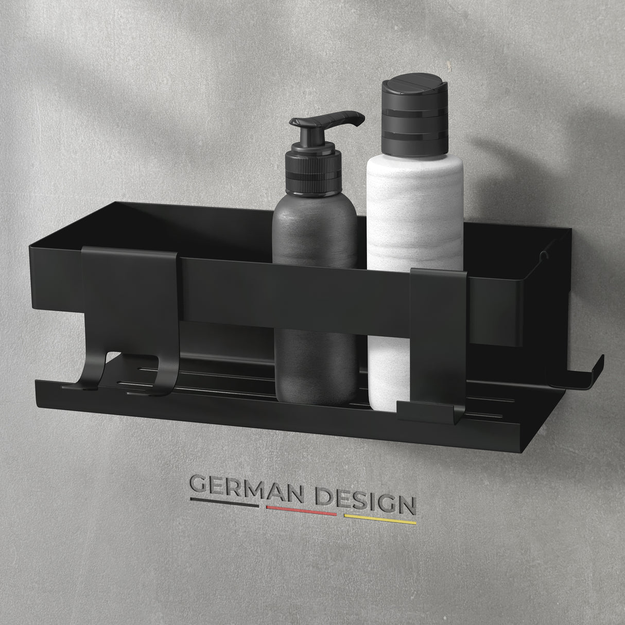 husman Duschablage ohne Bohren | Edelstahl mit Ablaufrillen & 3 Haken | Kleben statt Bohren | Duschkorb Wandregal Duschregal Badregal Deko Badezimmer Organizer Regal für Bad & Küche