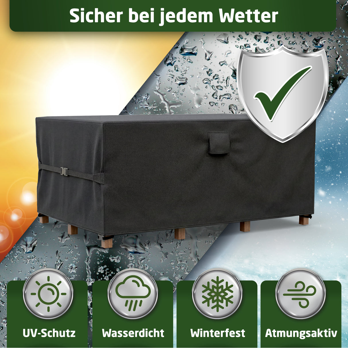 WALDNER Möbelabdeckung Outdoor Winterfest | Abdeckung Gartenmöbel Winterfest | Abdeckplane wasserdicht Gartenmöbel Set | Schutzhülle Gartentisch