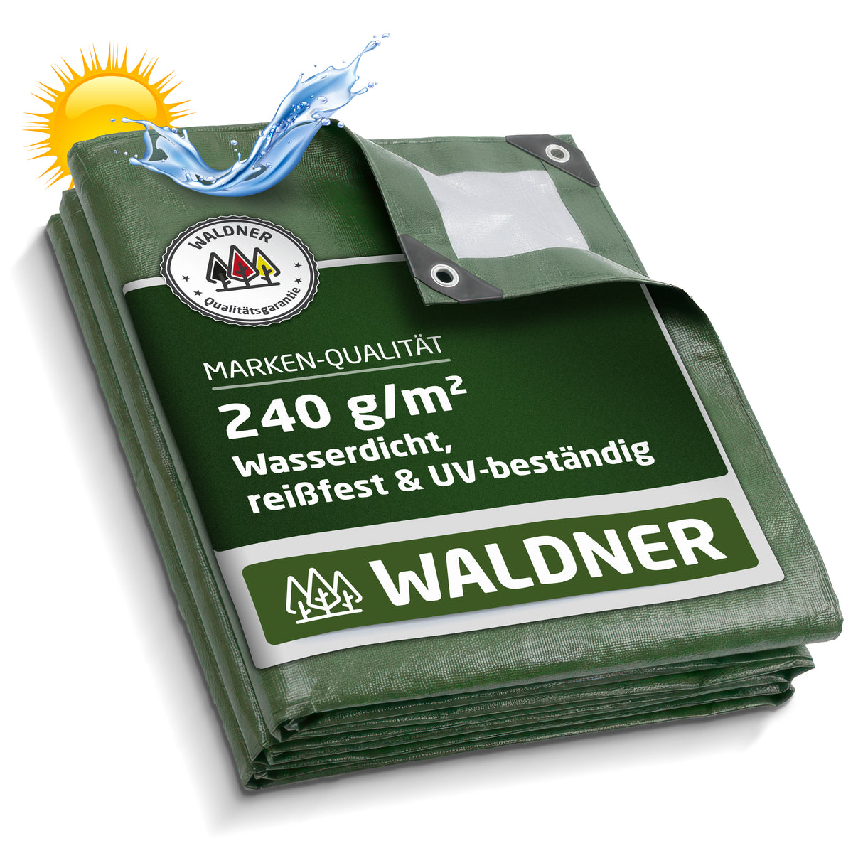 WALDNER Abdeckplane 240 g/m² | Gewebeplane mit Ösen UV-beständig & reißfest | Schutzplane für Gartenmöbel, Holz, Abdeckplane Auto, Boot & Camping | Plane