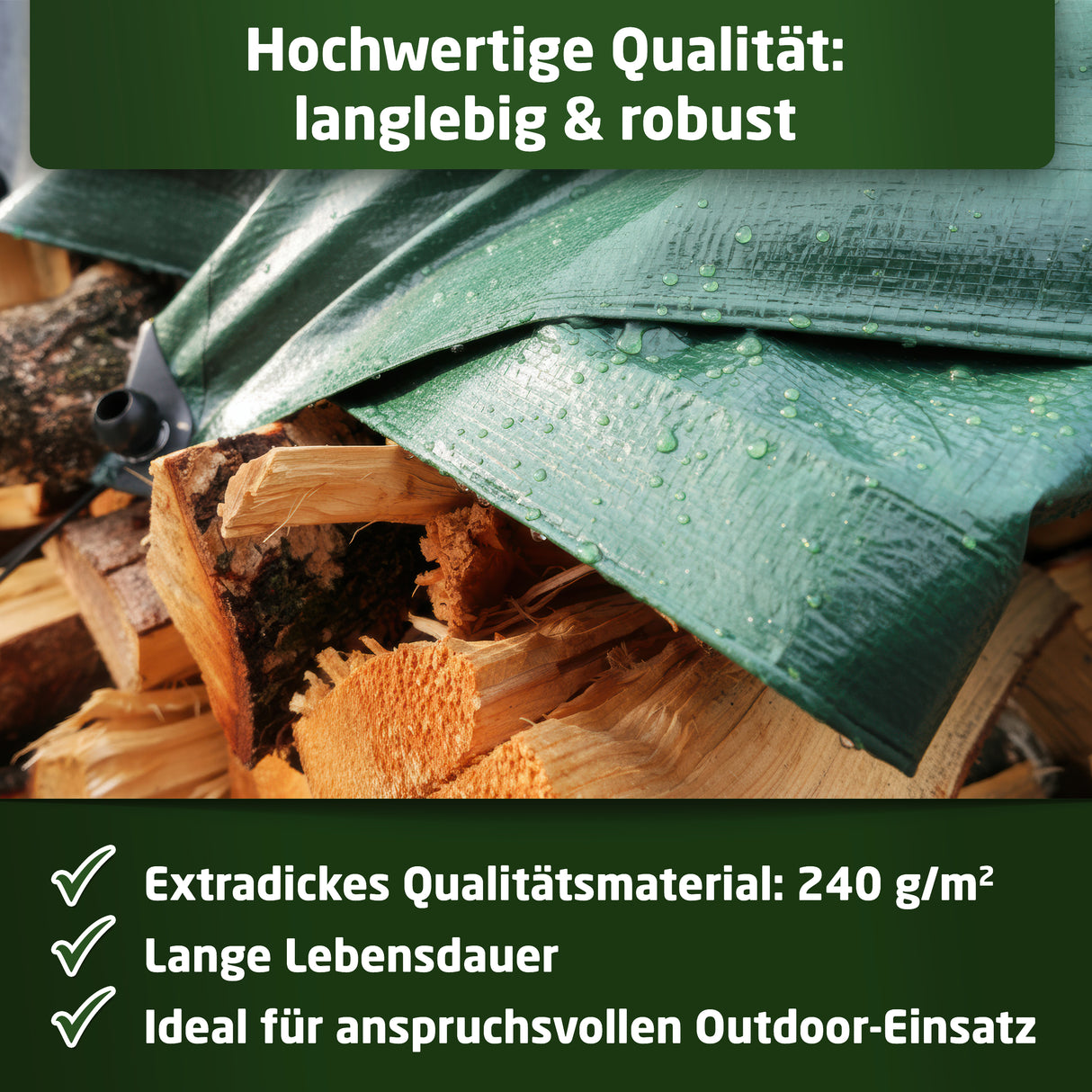 WALDNER Abdeckplane 240 g/m² | Gewebeplane mit Ösen UV-beständig & reißfest | Schutzplane für Gartenmöbel, Holz, Abdeckplane Auto, Boot & Camping | Plane
