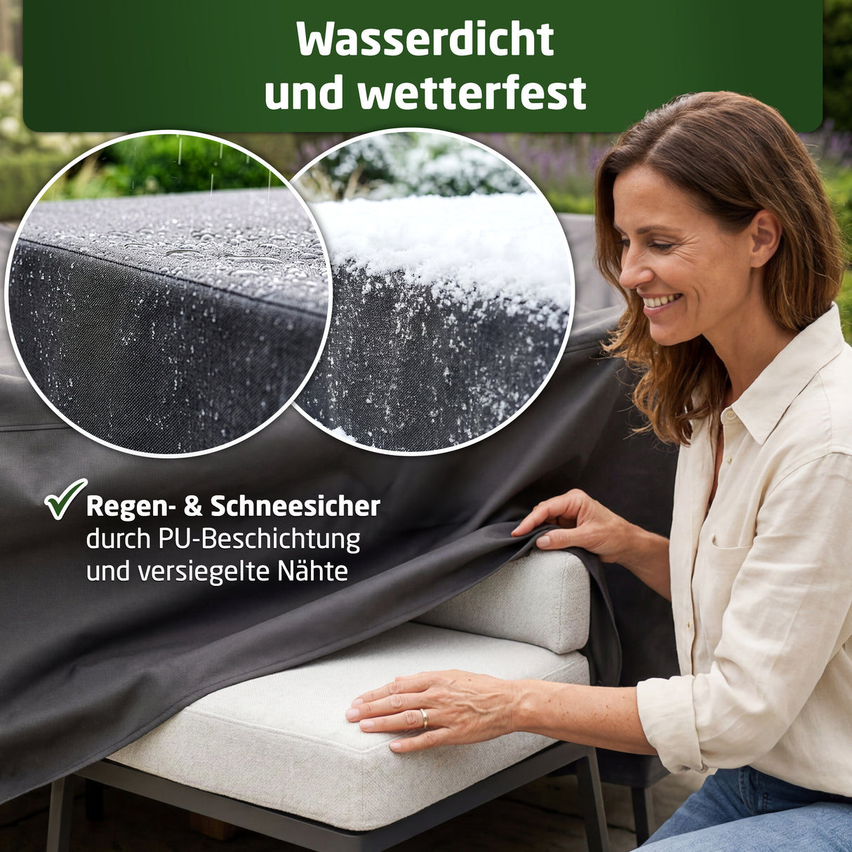 WALDNER Möbelabdeckung Outdoor Winterfest | Abdeckung Gartenmöbel Winterfest | Abdeckplane wasserdicht Gartenmöbel Set | Schutzhülle Gartentisch