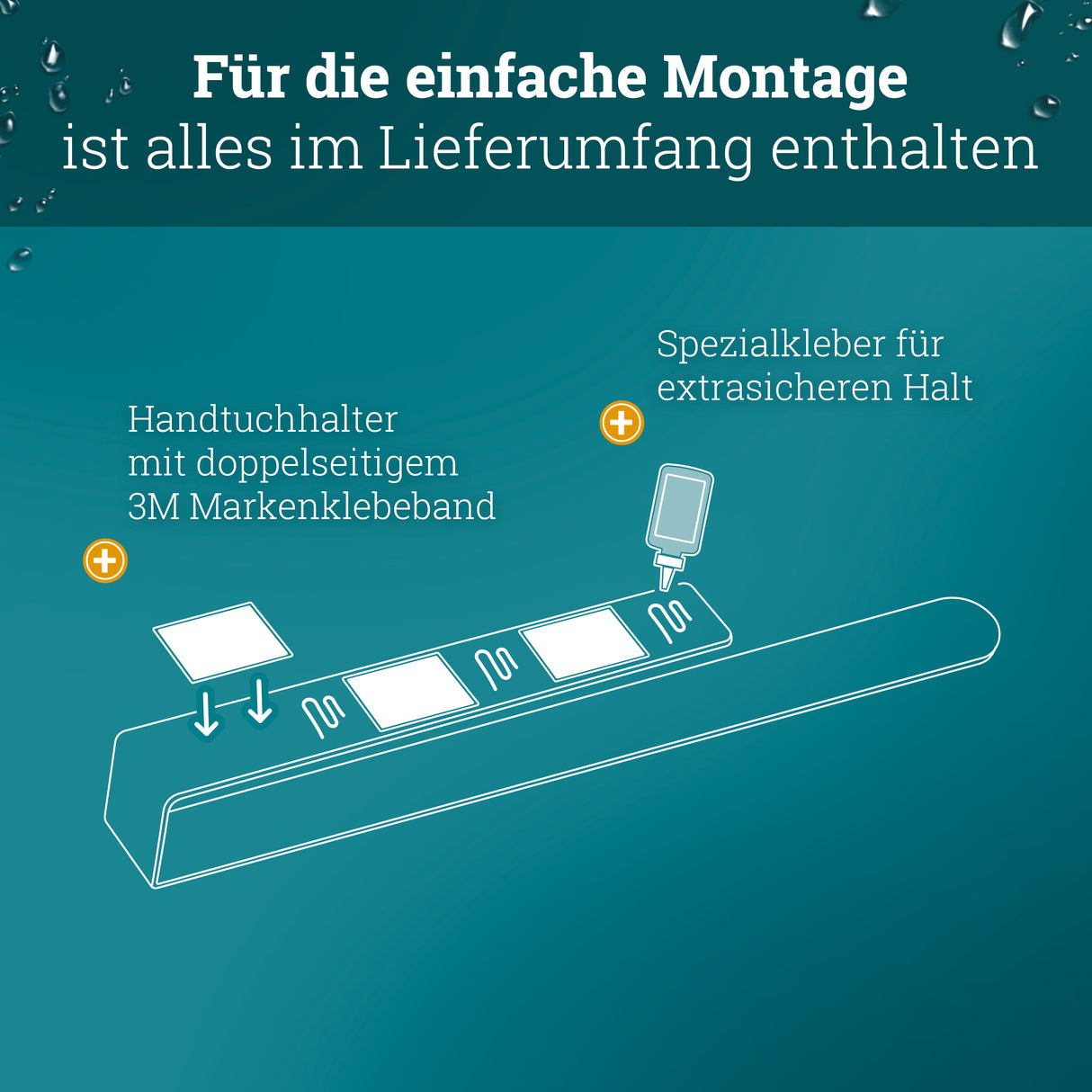 husman Handtuchhalter ohne Bohren | Edelstahl 37 cm | Handtuchstange zum Kleben für Bad & Küche | Handtuch Halterung Geschirrtuchhalter Spültuchhalter | Badezimmermöbel Badezimmer Deko