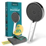 Wassersparender Duschkopf | Duschkopf wassersparend bis 50% | extragroß druckerhöhend Duschbrause Regenwalddusche Regenduschkopf Handbrause | Sparduschkopf Chrom