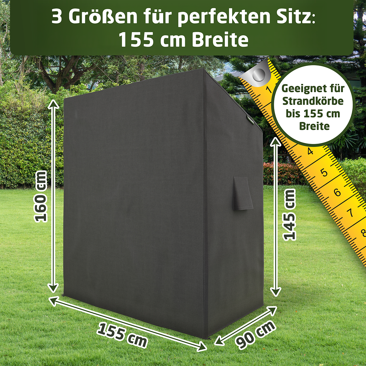 WALDNER Strandkorb Schutzhülle | Oxford 600D | Abdeckung Strandkorbhülle Abdeckhaube Abdeckplane | wasserdicht winterfest wetterfest UV-beständig atmungsaktiv