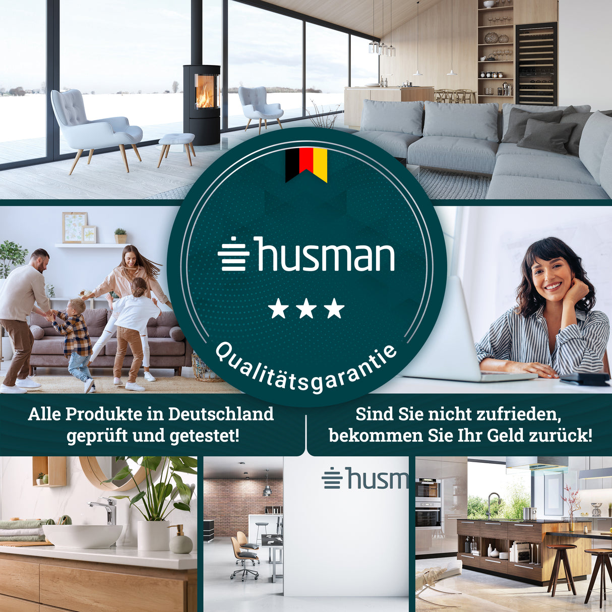 husman Duschablage ohne Bohren | Edelstahl mit Ablaufrillen & 3 Haken | Kleben statt Bohren | Duschkorb Wandregal Duschregal Badregal Deko Badezimmer Organizer Regal für Bad & Küche