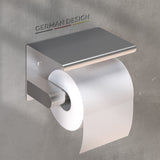 Toilettenpapierhalter ohne Bohren | hochwertiger Klorollenhalter aus gebürstetem Edelstahl mit Ablage | Toilettenpapierhalter Klopapierhalter ohne Bohren WC Papier Halterung