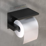 Toilettenpapierhalter ohne Bohren | hochwertiger Klorollenhalter aus gebürstetem Edelstahl mit Ablage | Toilettenpapierhalter Klopapierhalter ohne Bohren WC Papier Halterung