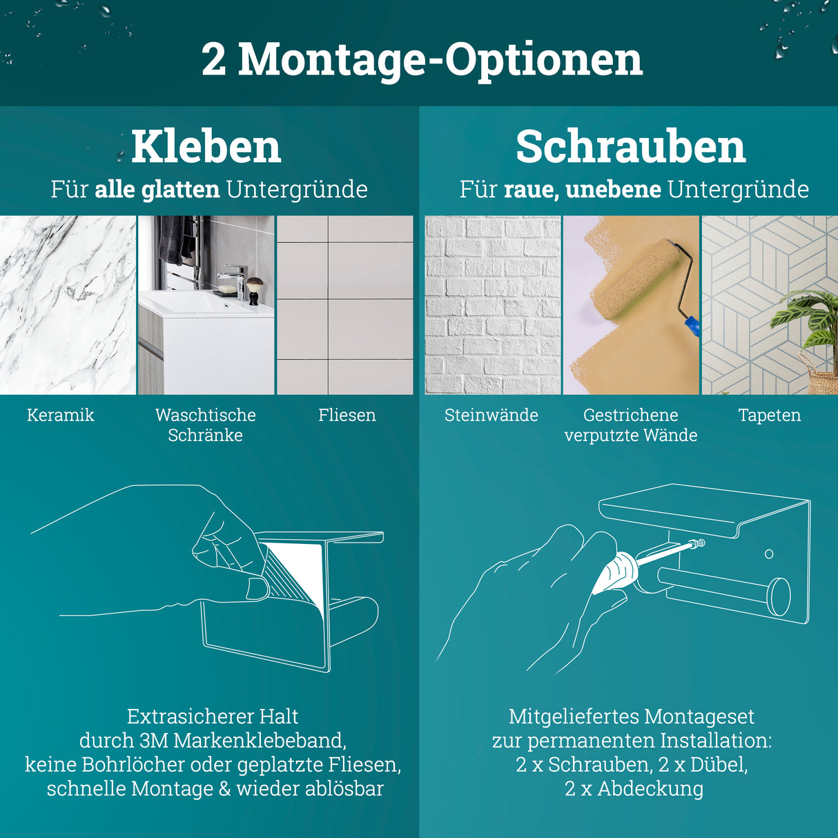 Toilettenpapierhalter ohne Bohren | hochwertiger Klorollenhalter aus gebürstetem Edelstahl mit Ablage | Toilettenpapierhalter Klopapierhalter ohne Bohren WC Papier Halterung