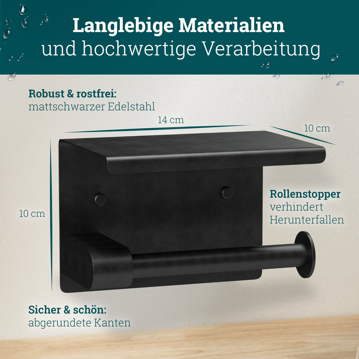 Toilettenpapierhalter ohne Bohren | hochwertiger Klorollenhalter aus gebürstetem Edelstahl mit Ablage | Toilettenpapierhalter Klopapierhalter ohne Bohren WC Papier Halterung