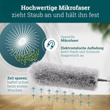 Teleskop Staubwedel | Staubwedel Teleskop extra lang bis 250 cm ausziehbar | Staubmagnet Staubwischer | Mikrofaser waschbar | Spinnenwebenentferner Staub Duster mit Teleskopstange Teleskopgriff