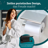 Toilettenpapierhalter ohne Bohren | hochwertiger Klorollenhalter aus gebürstetem Edelstahl mit Ablage | Toilettenpapierhalter Klopapierhalter ohne Bohren WC Papier Halterung