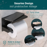 Toilettenpapierhalter ohne Bohren | hochwertiger Klorollenhalter aus gebürstetem Edelstahl mit Ablage | Toilettenpapierhalter Klopapierhalter ohne Bohren WC Papier Halterung