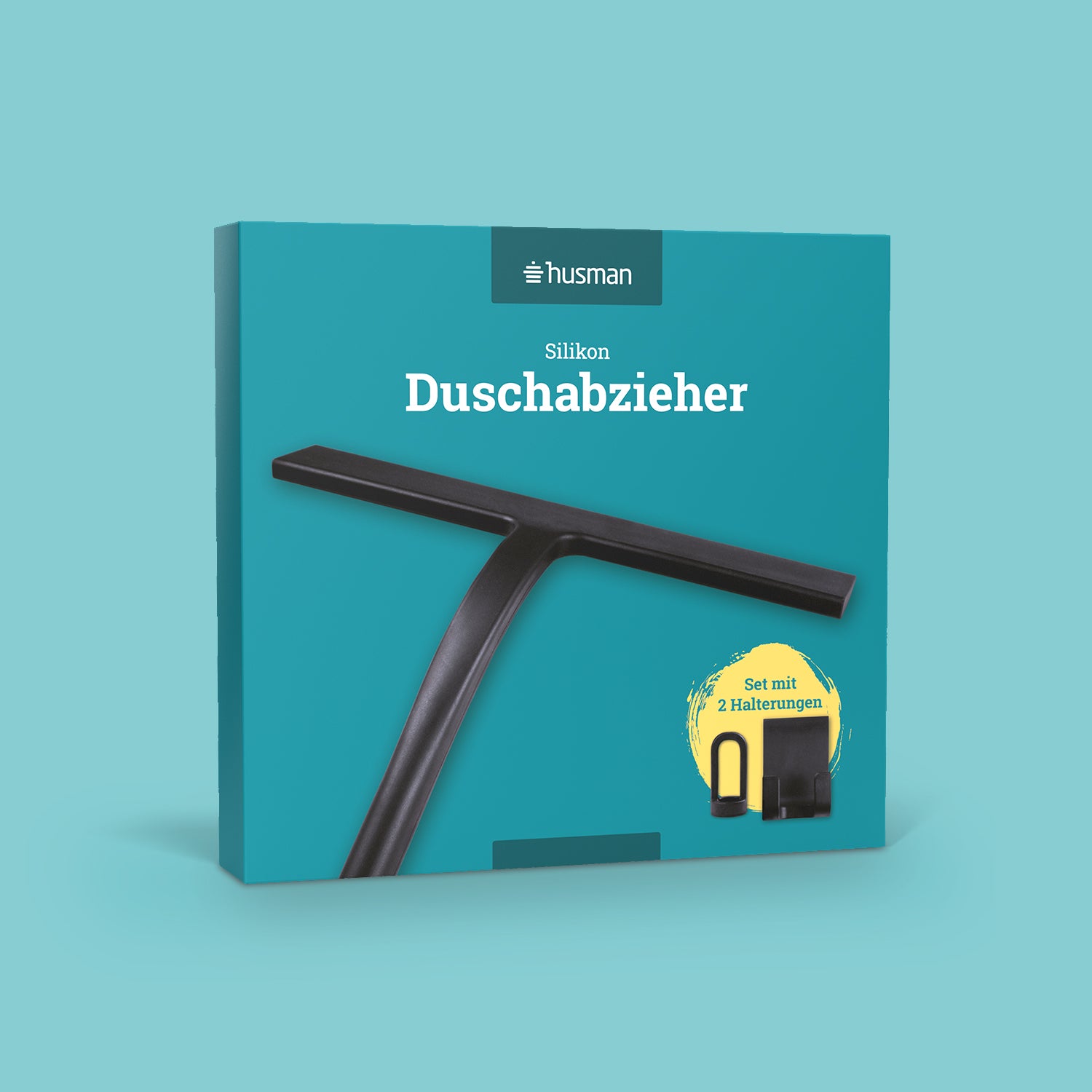 husman Silikon Duschabzieher schwarz | Abzieher Dusche Badezimmer Zubehör | Fensterabzieher Fensterwischer Set mit Halterung ohne Bohren für Duschwand | Fenster Scheibenabzieher Auto Bad Accessoires