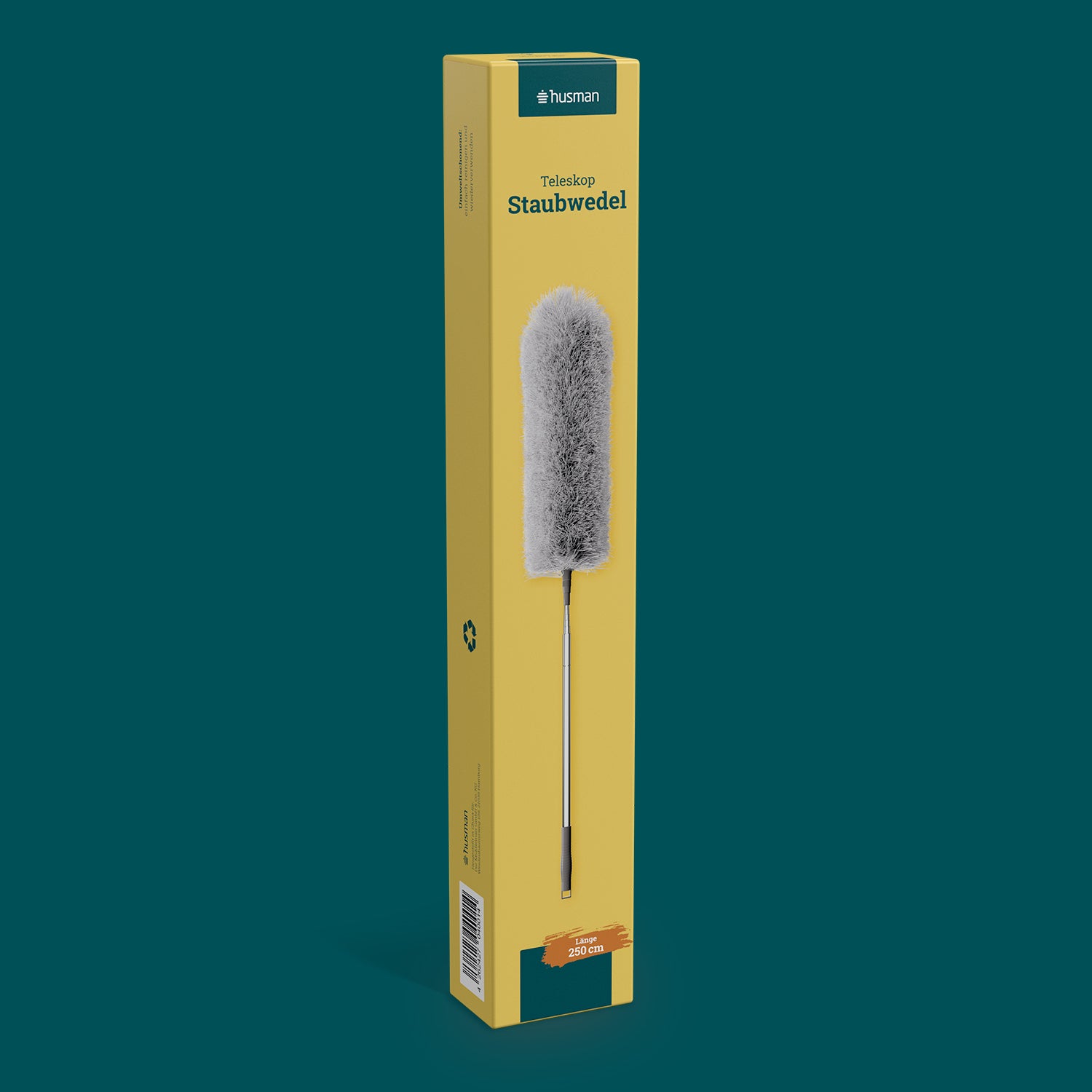 husman Teleskop Staubwedel | Staubwedel Teleskop extra lang bis 250 cm ausziehbar | Staubmagnet Staubwischer | Mikrofaser waschbar | Spinnenwebenentferner Staub Duster mit Teleskopstange Teleskopgriff