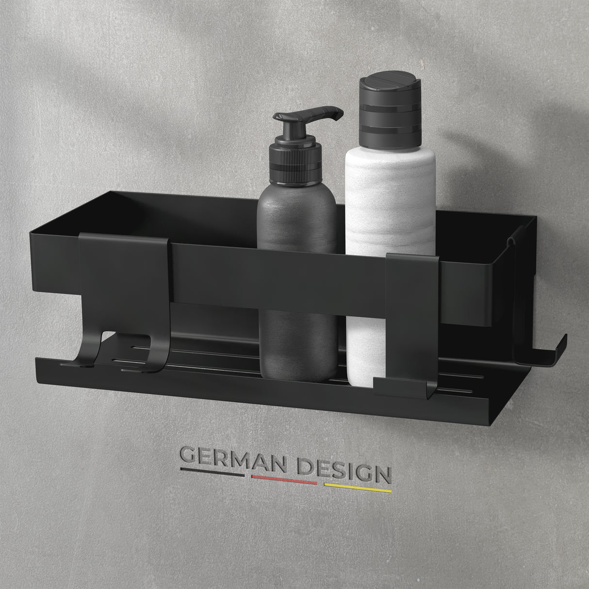 Duschablage ohne Bohren | Edelstahl mit Ablaufrillen & 3 Haken | Kleben statt Bohren | Duschkorb Wandregal Duschregal Badregal Deko Badezimmer Organizer Regal für Bad & Küche