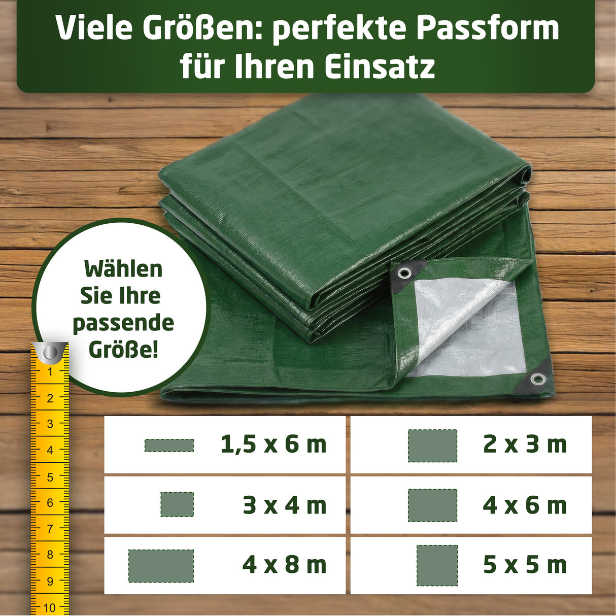 WALDNER Abdeckplane 240 g/m² | Gewebeplane mit Ösen UV-beständig & reißfest | Schutzplane für Gartenmöbel, Holz, Abdeckplane Auto, Boot & Camping | Plane