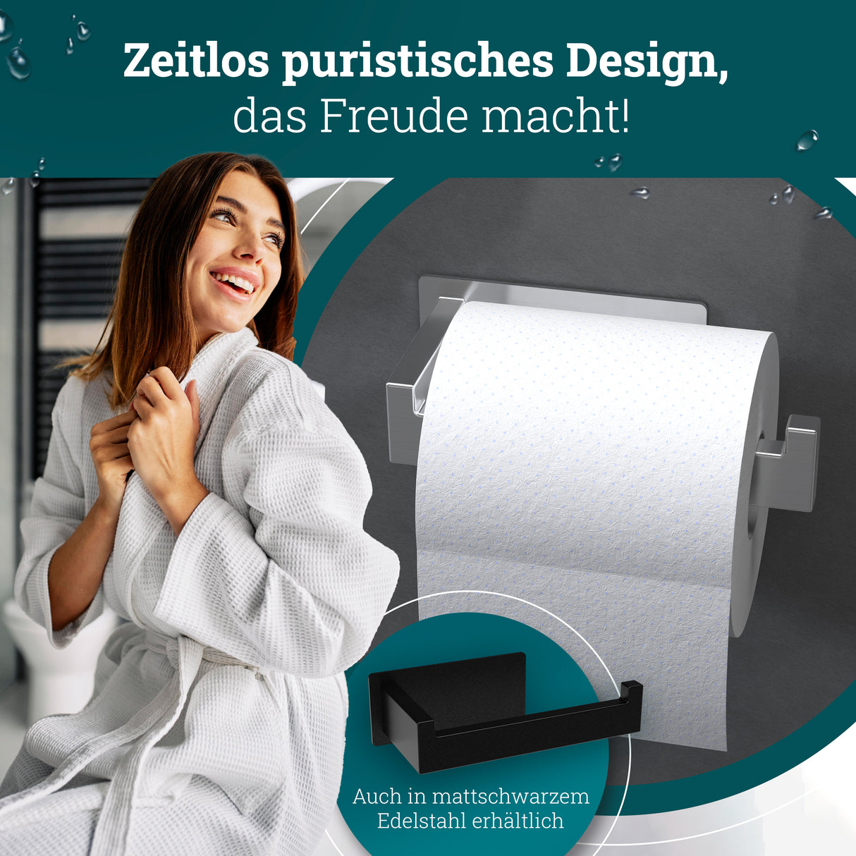 husman Toilettenpapierhalter ohne Bohren eckig | Klorollenhalter aus hochwertigem Edelstahl | Toilettenpapierhalter Klopapierhalter ohne Bohren WC Papier Halterung