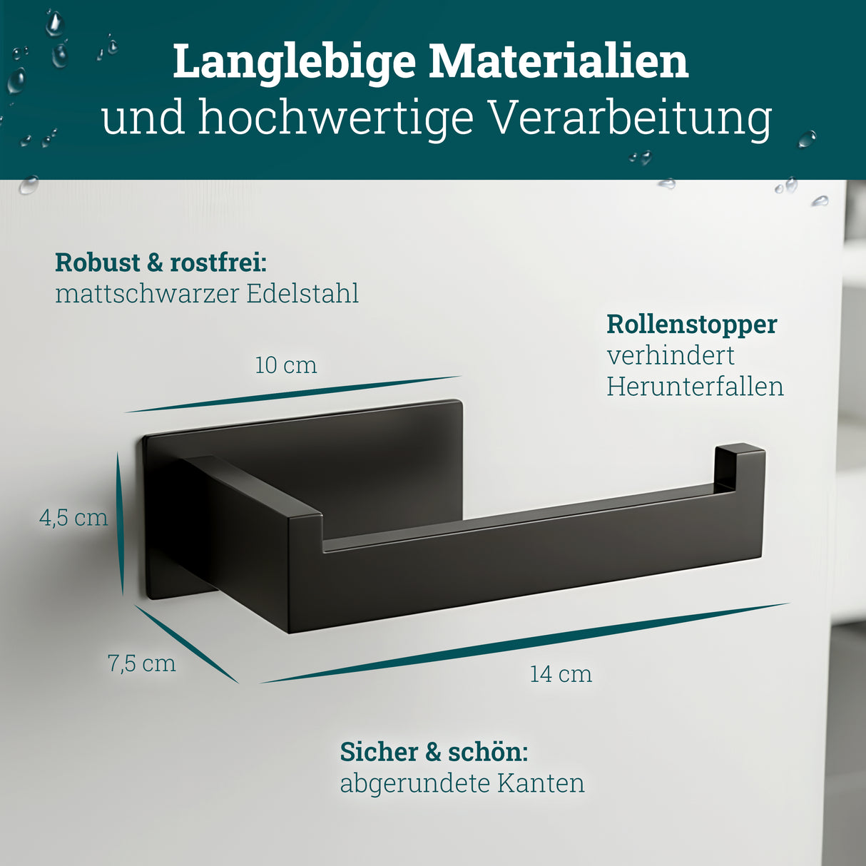 husman Toilettenpapierhalter ohne Bohren eckig | Klorollenhalter aus hochwertigem Edelstahl | Toilettenpapierhalter Klopapierhalter ohne Bohren WC Papier Halterung