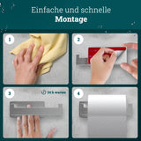 husman Toilettenpapierhalter ohne Bohren eckig | Klorollenhalter aus hochwertigem Edelstahl | Toilettenpapierhalter Klopapierhalter ohne Bohren WC Papier Halterung
