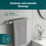 husman Handtuchhalter ohne Bohren | Edelstahl gebürstet Gäste | Handtuchstange zum Kleben für Bad & Küche | Handtuch Halterung Geschirrtuchhalter Spültuchhalter | Badezimmermöbel Badezimmer Deko