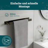 husman Handtuchhalter ohne Bohren | Edelstahl gebürstet Gäste | Handtuchstange zum Kleben für Bad & Küche | Handtuch Halterung Geschirrtuchhalter Spültuchhalter | Badezimmermöbel Badezimmer Deko