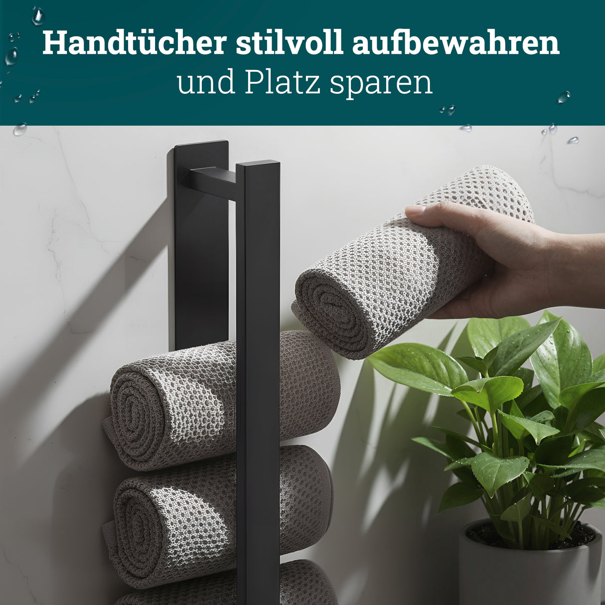husman Handtuchhalter ohne Bohren | Edelstahl gebürstet Gäste | Handtuchstange zum Kleben für Bad & Küche | Handtuch Halterung Geschirrtuchhalter Spültuchhalter | Badezimmermöbel Badezimmer Deko